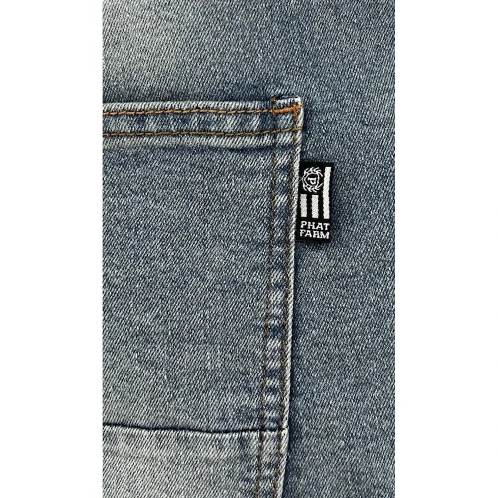 Phat Farm Stretch Denim Light Washed Distressed Jean Shorts Blue 42 NWT